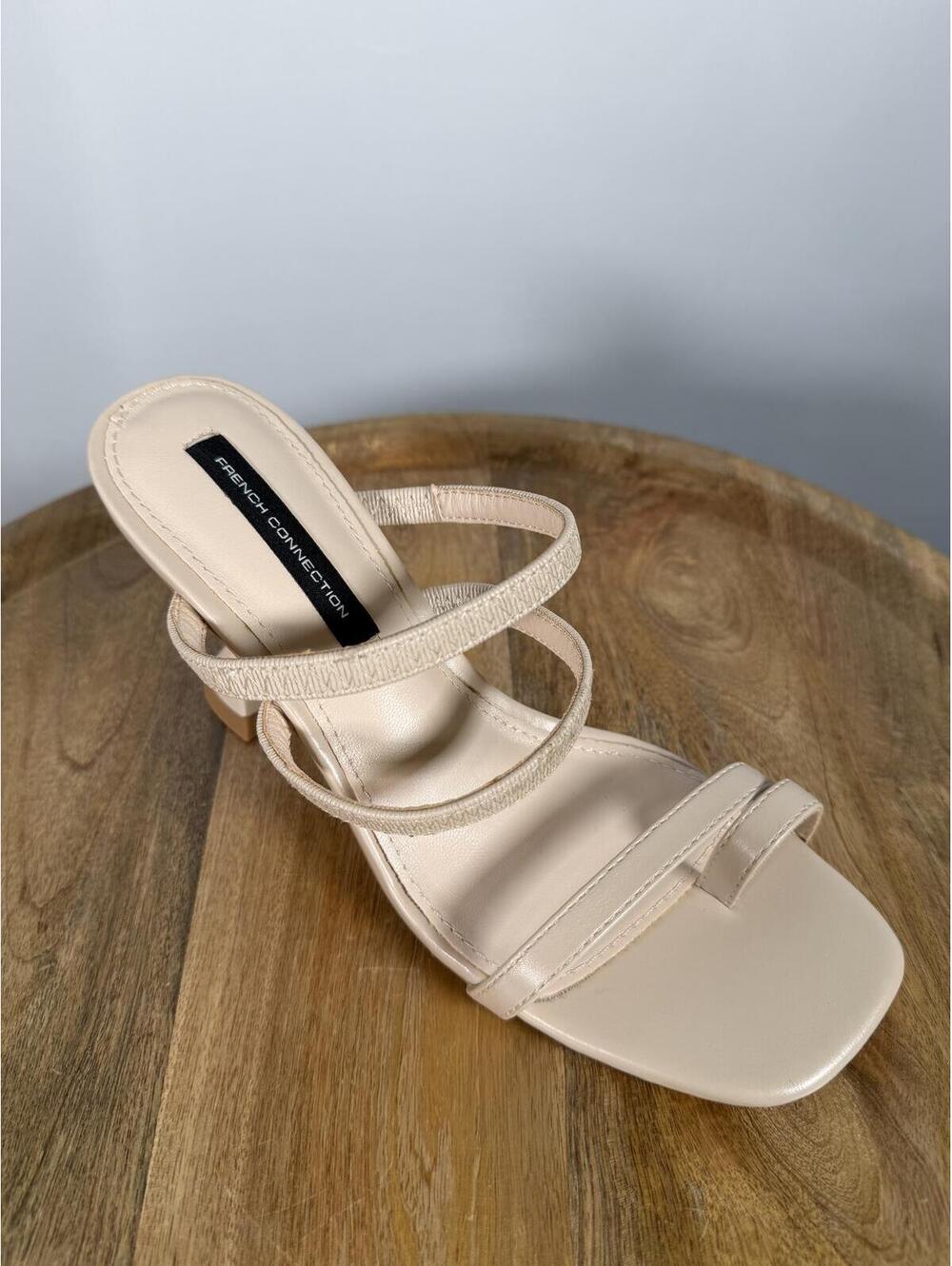 French Connection Heels Nude Strappy Square Toe Block Heel Sandals US 10 NWB - Picture 8 of 9